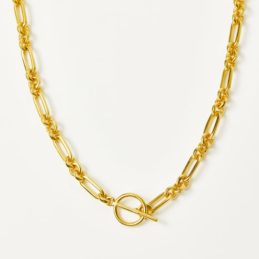 T Bar Chunky Chain Necklace In Gold Plating - Necklace - Carrie Elizabeth