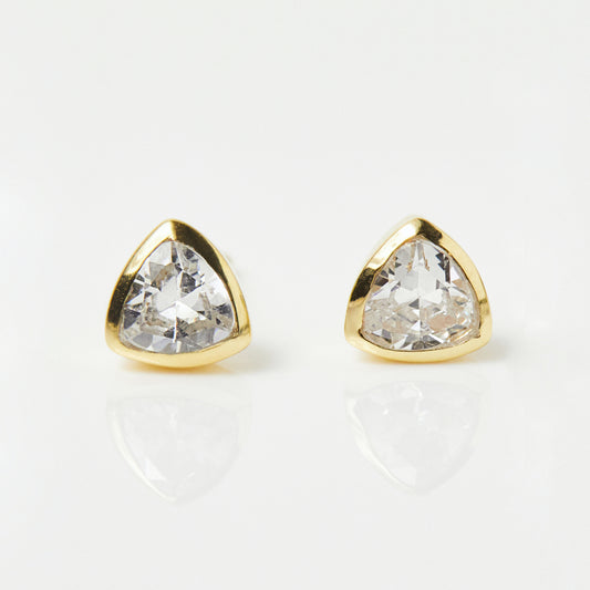 Trillion Studs in Gold Vermeil - Earrings - Carrie Elizabeth
