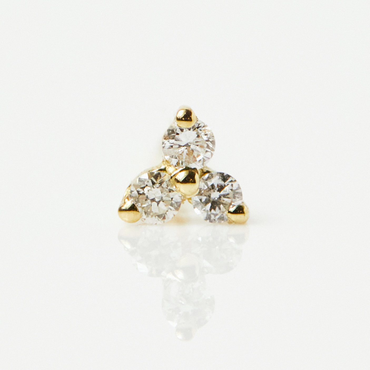 Trilogy Diamond Stud Earring In 9K Solid Gold - Earrings - Carrie Elizabeth