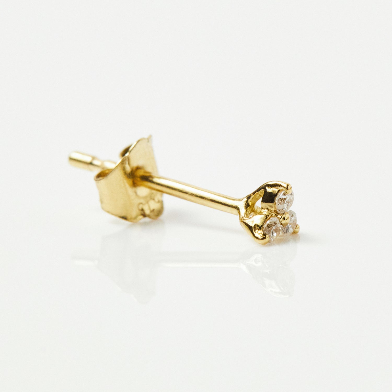 Trilogy Diamond Stud Earring In 9K Solid Gold - Earrings - Carrie Elizabeth