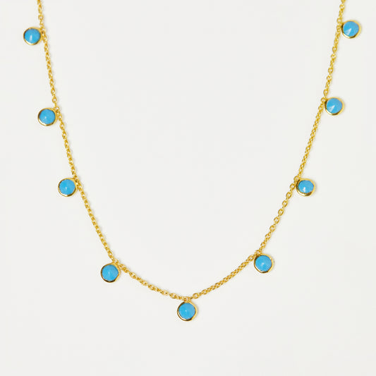 Turquoise Droplet Necklace in Gold Vermeil - Necklace - Carrie Elizabeth