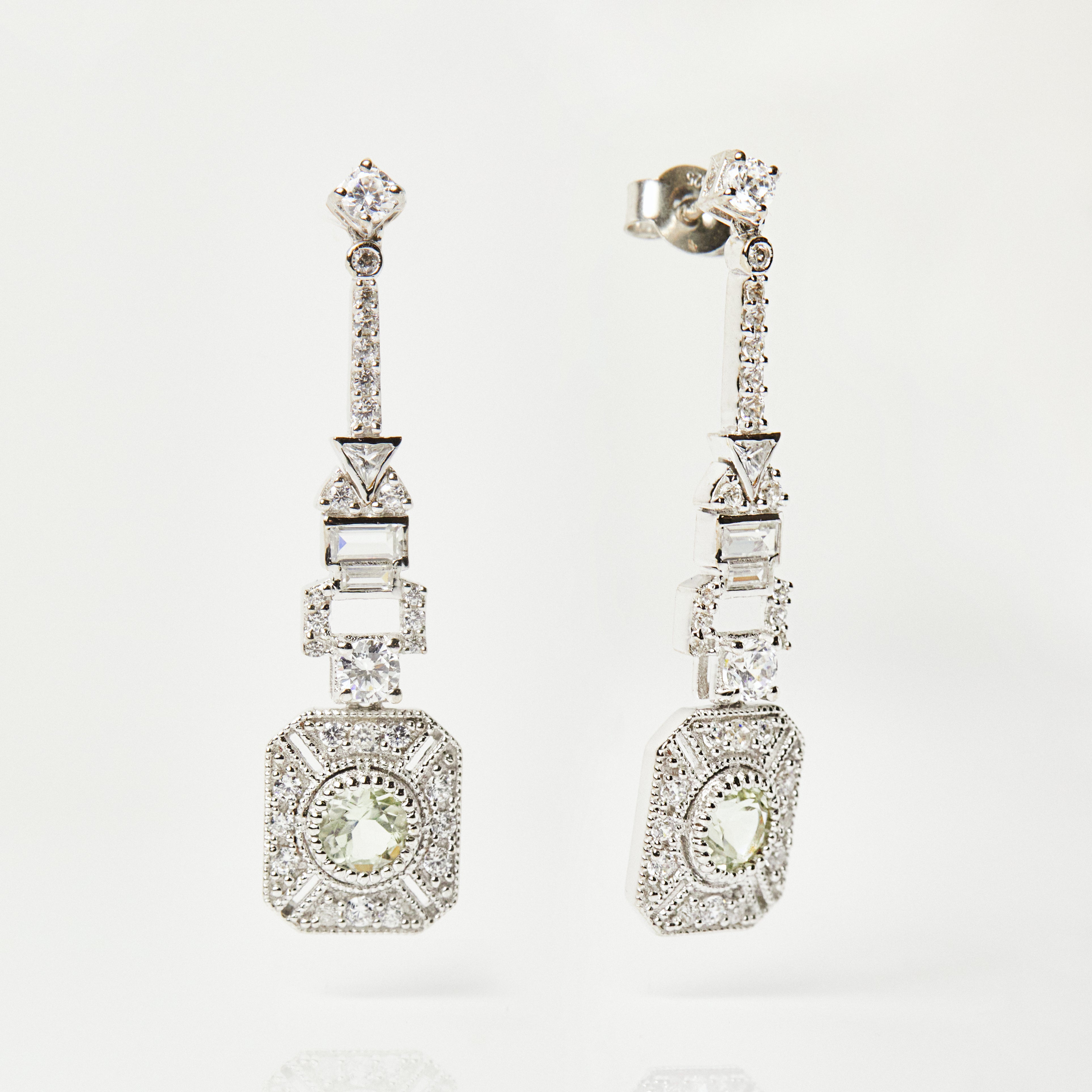 Venus Green Amethyst Statement Earrings In Sterling Silver - Earrings - Carrie Elizabeth