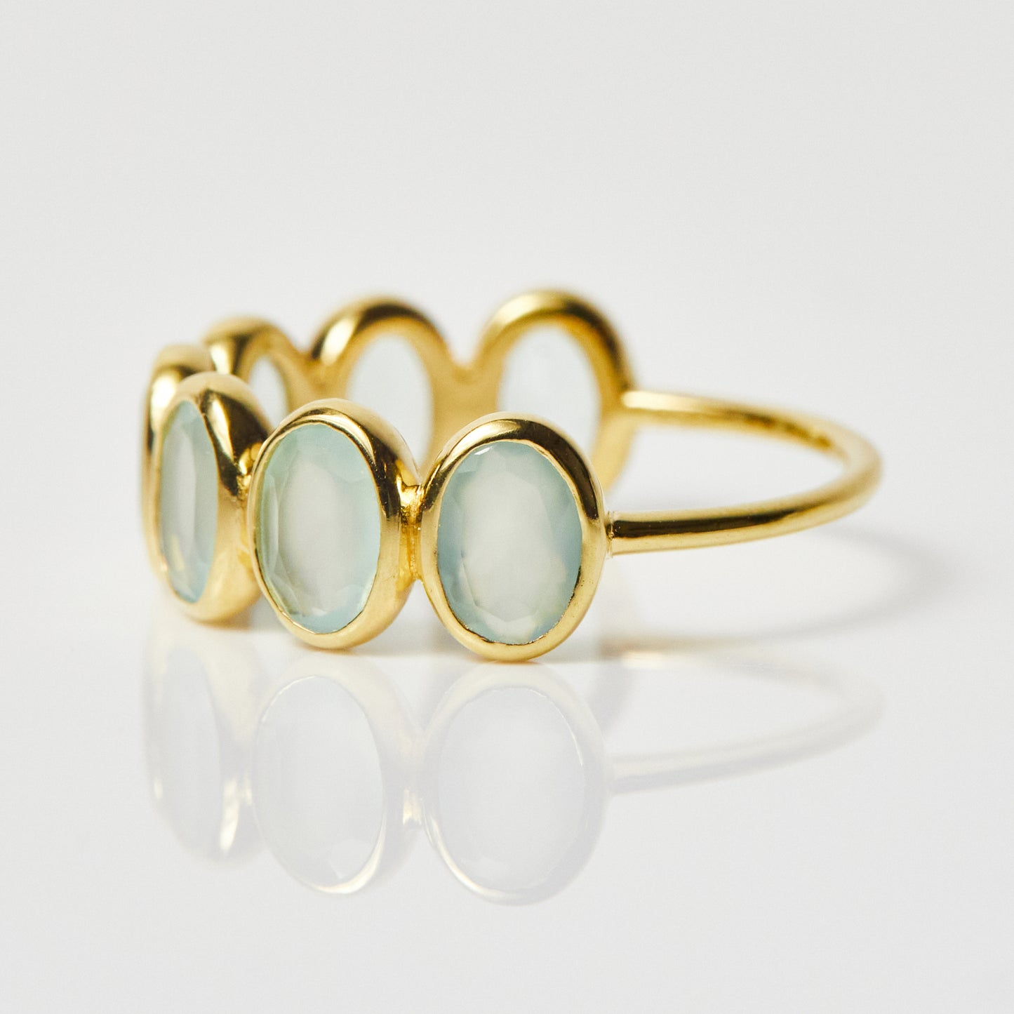 Violeta Blue Chalcedony Ring In Gold Vermeil - Ring - Carrie Elizabeth