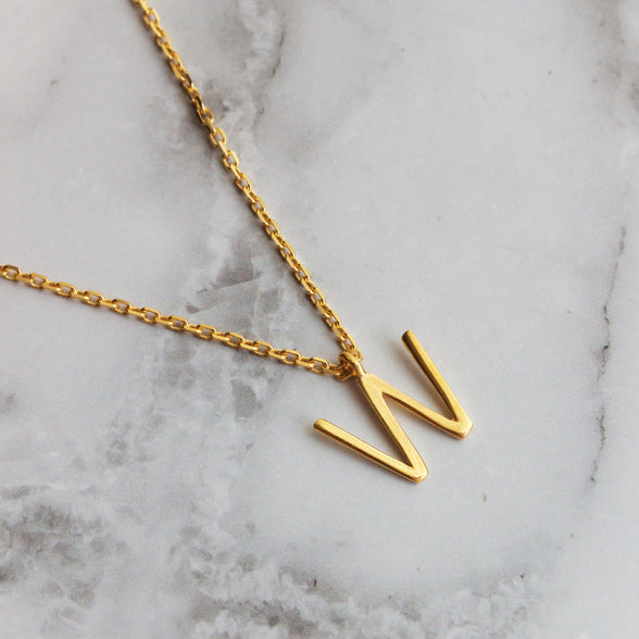 Delicate Initial Pendant Necklace In Gold Vermeil Necklace Malya 