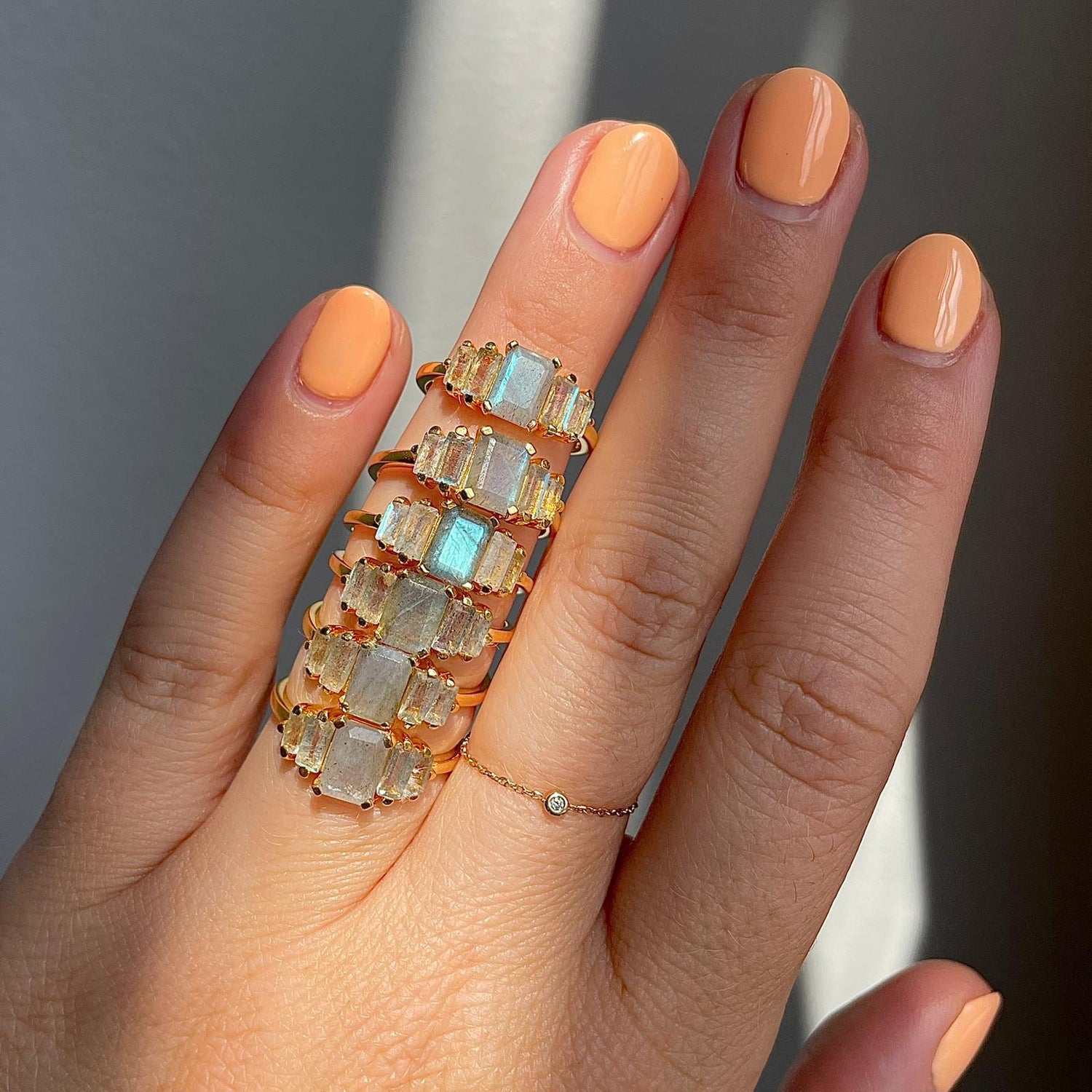 Labradorite Deco Ring in Gold Vermeil Ring Pink City 
