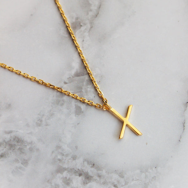 Delicate Initial Pendant Necklace In Gold Vermeil Necklace Malya 