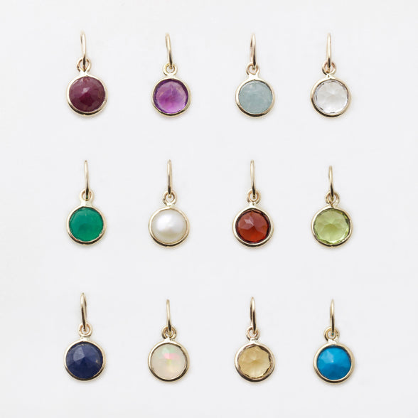 Carrie elizabeth solid 9k gold personalised birthstone charms