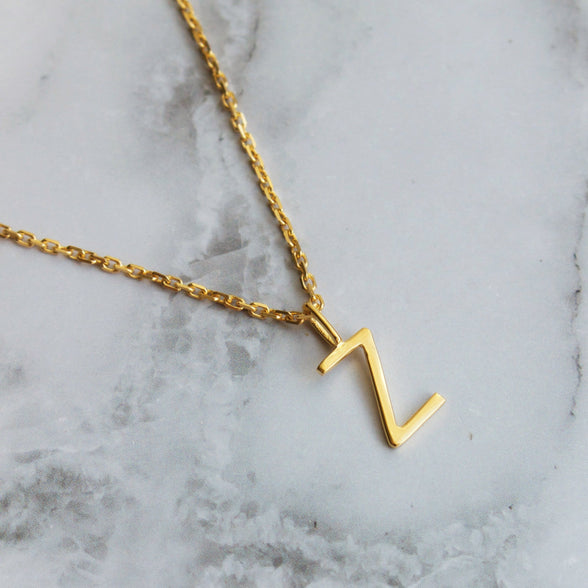 Delicate Initial Pendant Necklace In Gold Vermeil Necklace Malya 