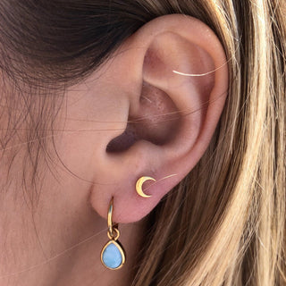 14k Gold Vermeil Mini New Moon Stud Earrings Earrings uv overseas 