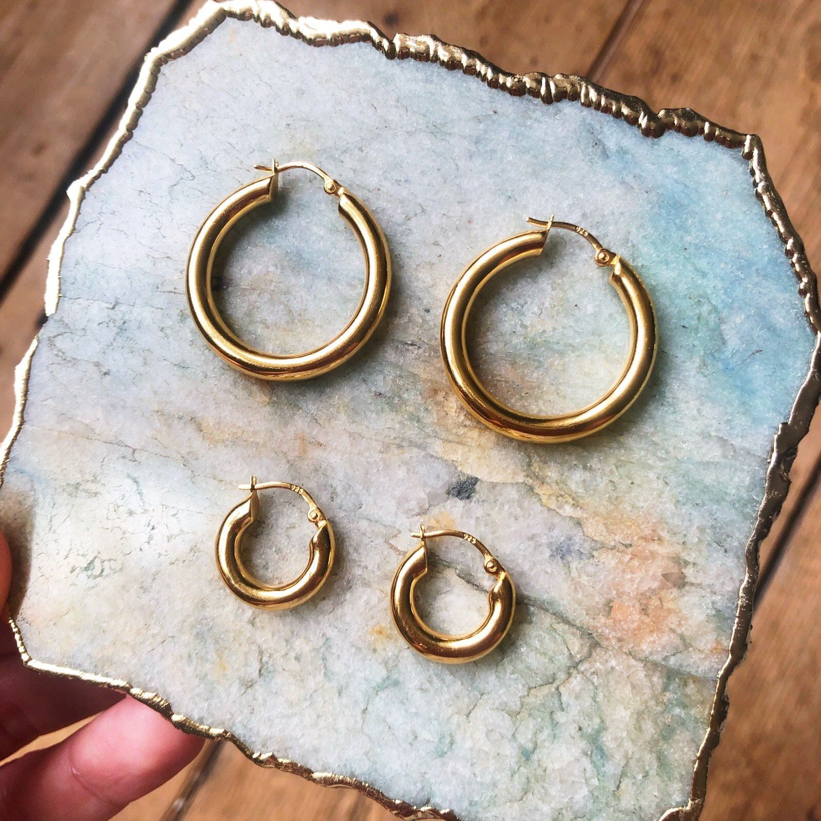 Large Luxe Chunky Hoop Earrings 14k Gold Vermeil Earrings